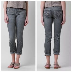 Rock Revival Cropped Gray Jeans Denim Stretch‎ Women’s Sz 25